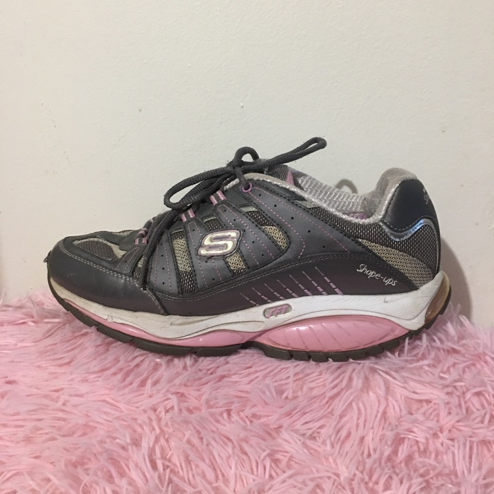 Skechers Women's Gray and Pink Shape-Ups Athletic Shoe